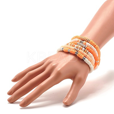 Synthetic Hematite & Polymer Clay Hieishi Stretch Bracelets Set for Women BJEW-JB07430-1
