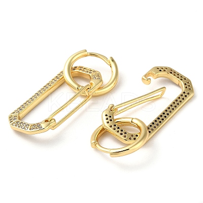 Rack Plating Brass Micro Pave Cubic Zirconia Dangle Hoop Earrings EJEW-M230-21G-1