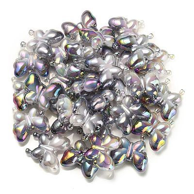 UV Plating Rainbow Iridescent Acrylic Beads X-OACR-G012-09-1