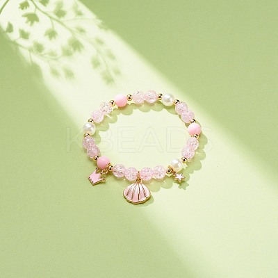 Acrylic Imitation Pearl Stretch Bracelet BJEW-JB08448-04-1