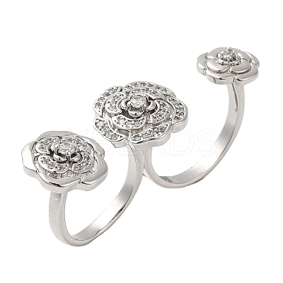 Brass Double Finger Rings RJEW-Q778-56P-1