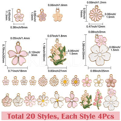80Pcs 20 Styles Alloy Enamel Pendants ENAM-SC0007-05-1