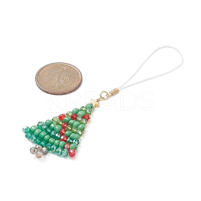 Christmas Glass Seed Beaded Pendant Decorations HJEW-TA00013-1