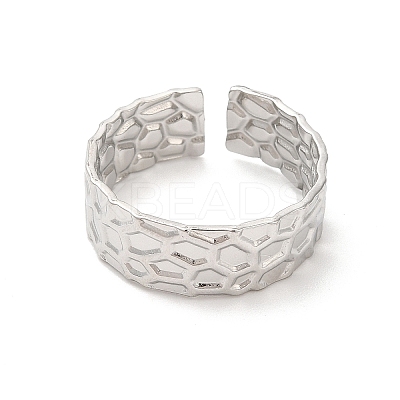 Non-Tarnish 304 Stainless Steel Cuff Wide Band Finger Rings RJEW-L107-011P-1