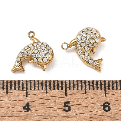 304 Stainless Steel Micro Pave Clear Cubic Zirconia Pendants CU-CBAF0F8-01D-G-1