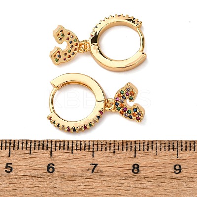 Rainbow Brass Micro Pave Cubic Zirconia Hoop Earrings EJEW-F384-13G-1