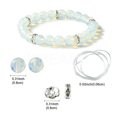 DIY Opalite Round Beaded Stretch Bracelet Making Kit DIY-YW0008-36G-1