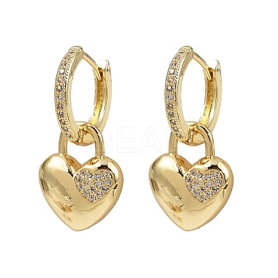 Brass Micro Pave Clear Cubic Zirconia Hoop Earrings EJEW-S275-01G-1