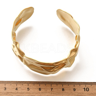 Textured 304 Stainless Steel Cuff Bangles for Women STAS-Z108-09G-01-1