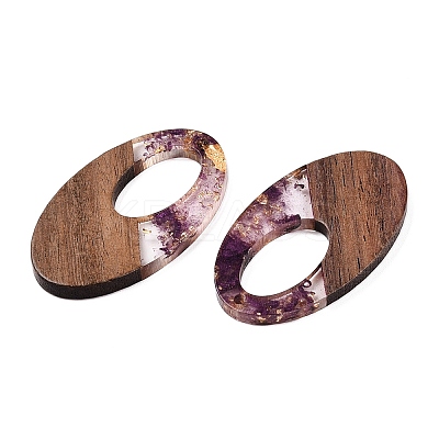 Transparent Resin and Walnut Wood Pendants RESI-T057-02H-1