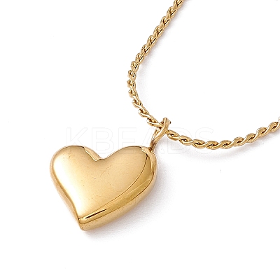 Heart Pendant Necklace with Twist Rope Chains X-NJEW-G074-45G-1