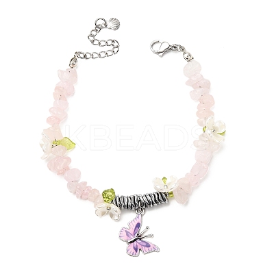 Printed Alloy Butterfly Charm Bracelets BJEW-JB12404-02-1