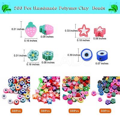 200Pcs 4 Styles Handmade Polymer Clay Beads CLAY-SZ0001-54-1