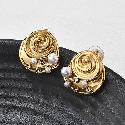 304 Stainless Steel Clear Cubic Zirconia Stud Earrings EJEW-R020-05G-03-1