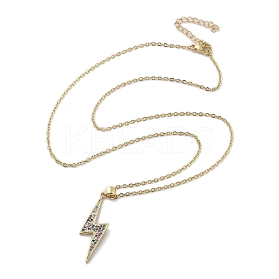 Brass Micro Pave Colorful Cubic Zirconia Pendant Necklaces for Women NJEW-D305-03G-03-1