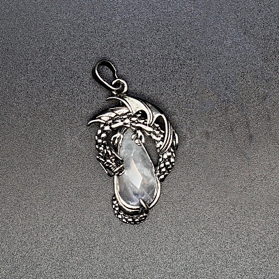 Natural Quartz Crystal Brass Pendants G-PW0004-66A-1