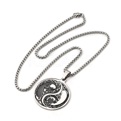 Yin-yang 201 Stainless Steel Pendant Necklaces for Women NJEW-M105-07A-P-1