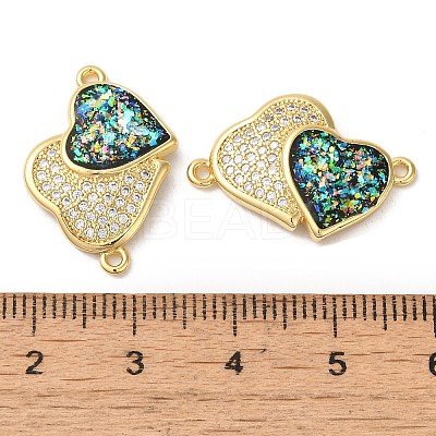 Rack Plating Brass Micro Pave Clear Cubic Zirconia Connector Charms KK-P268-20G-01-1