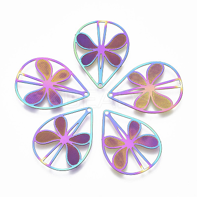 Ion Plating(IP) 304 Stainless Steel Filigree Pendants LS-X-STAS-T057-07-1