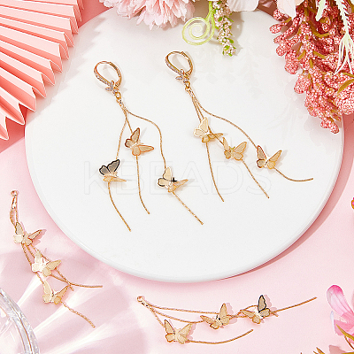 10Pcs Brass Butterfly Tassel Big Pendants KK-BBC0010-89-1