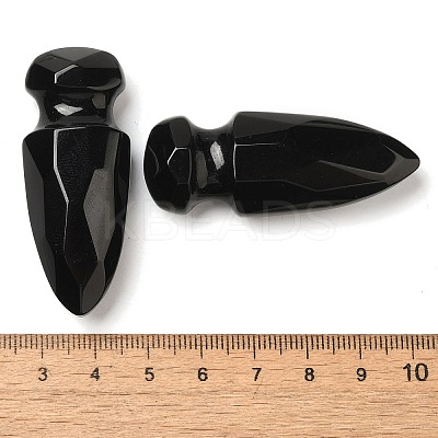Natural Obsidian Craved Sword Model Ornament DJEW-C019-02J-1