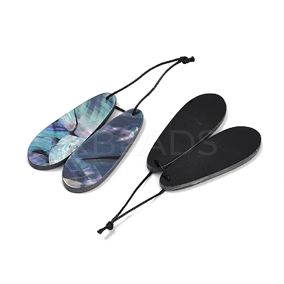 2Pcs Natural Black Lip Shell Pendants FIND-Z079-01E-1
