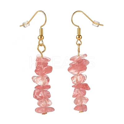 Gemstone Chip Beaded Dangle Earrings EJEW-JE04788-1