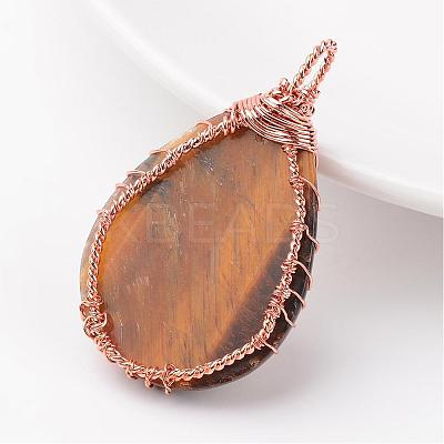 Natural Tiger Eye Pendants G-K122-07RG-1