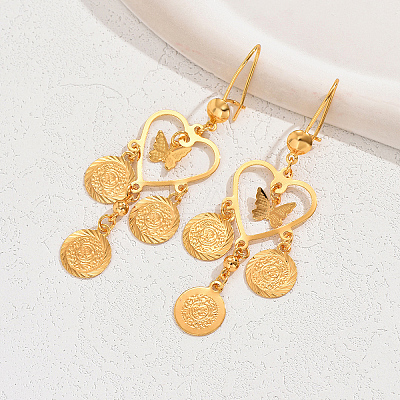 Fashionable Brass Heart Tassel Hoop Earrings JG7155-1