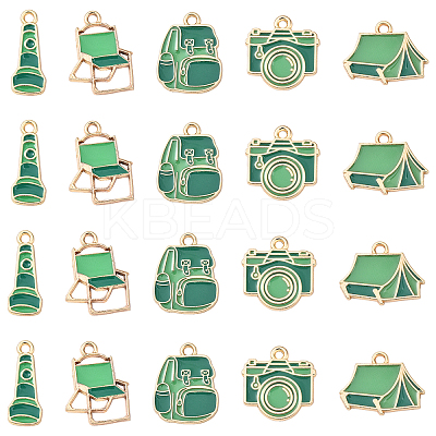 20Pcs 5 Styles Camping Equipment Series Alloy Enamel Pendants FIND-YW0007-13A-1