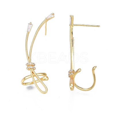 Cubic Zirconia Wrapped Knot Stud Earrings EJEW-N012-42-1