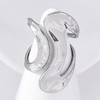304 Stainless Steel Open Cuff Rings for Women RJEW-F174-08P-1