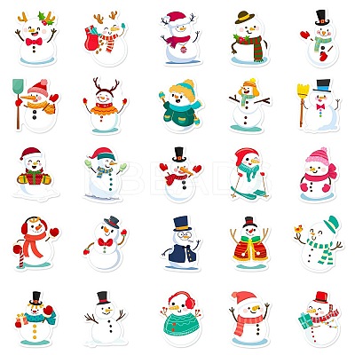 Christmas Theme 50Pcs Paper Self-Adhesive Picture Stickers AJEW-S036-15-1