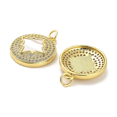 Brass Micro Pave Clear Cubic Zirconia Pendants KK-K365-02E-G-1