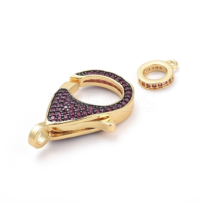Brass Micro Pave Cubic Zirconia Lobster Claw Clasps ZIRC-K081-95G-03-1