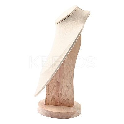 Microfiber Wooden Necklace Displays NDIS-O008-03A-L-1