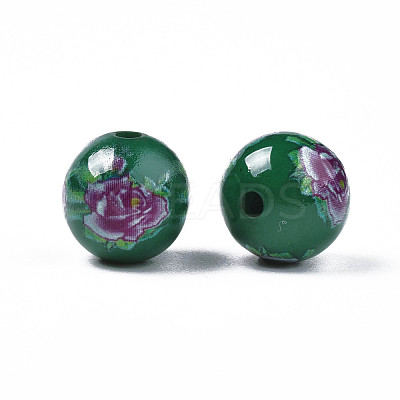 Opaque Printed Acrylic Beads MACR-T043-02A-01-1