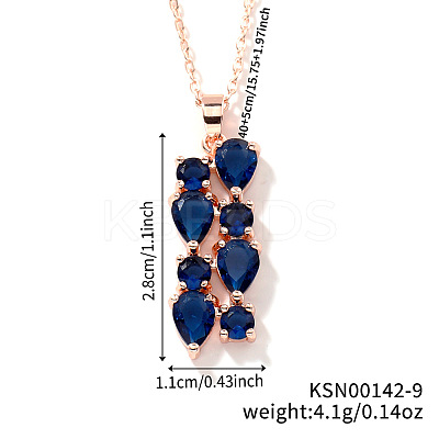 Brass Cubic Zirconia Long Tassel Pendant Necklaces for Fashionable Statement Style DV3387-9-1