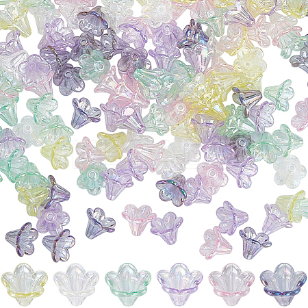 360PCS 6Colors Transparent Acrylic Bead Caps TACR-SC0001-24-1