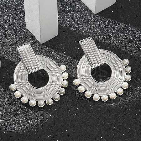 304 Stainless Steel ABS Imitation Pearl Stud Earrings EJEW-M069-02P-1