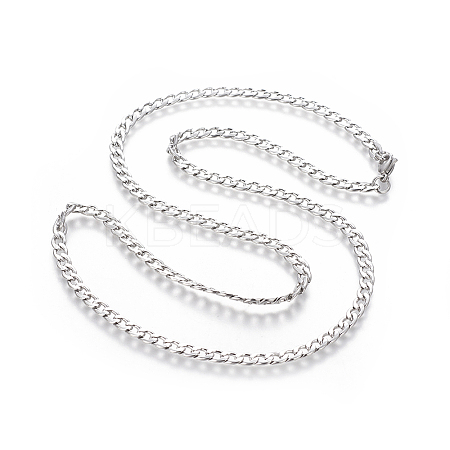 Non-Tarnish 304 Stainless Steel Curb Chain Necklaces LS-NJEW-E143-02P-1