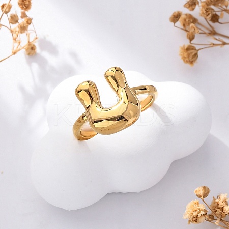 304 Stainless Steel Open Cuff Rings for Women RJEW-M060-01G-21-1