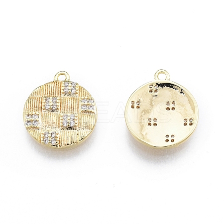 Brass Micro Pave Clear Cubic Zirconia Charms KK-C006-19G-1