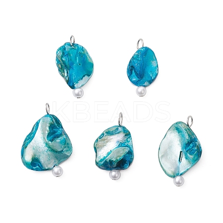 Bohemian Natural Freshwater Shell Dyed Pendants PALLOY-JF04156-1