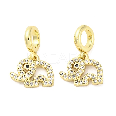 Brass Micro Pave Cubic Zirconia European Dangle Charms KK-D325-11G-1