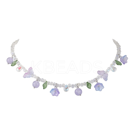Glass with Malaysia Jade Beaded Necklaces NJEW-JN04680-01-1