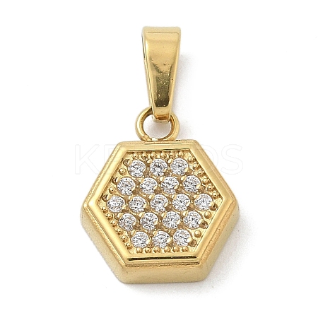 Ion Plating(IP) 304 Stainless Steel Micro Pave Cubic Zirconia Pendants STAS-Z107-02G-05-1