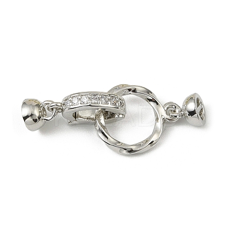 Brass Micro Pave Clear Cubic Zirconia Fold Over Clasps LS-KK-C107-08P-1