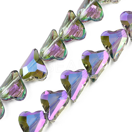 Electroplate Transparent Glass Beads Strands EGLA-N002-44-07-1