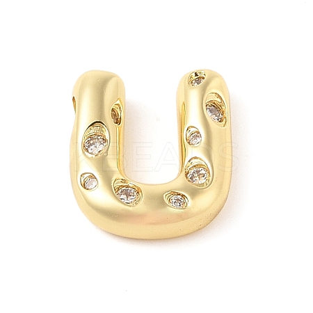 Brass Micro Pave Clear Cubic Zirconia Pendant KK-Z046-01G-U-1